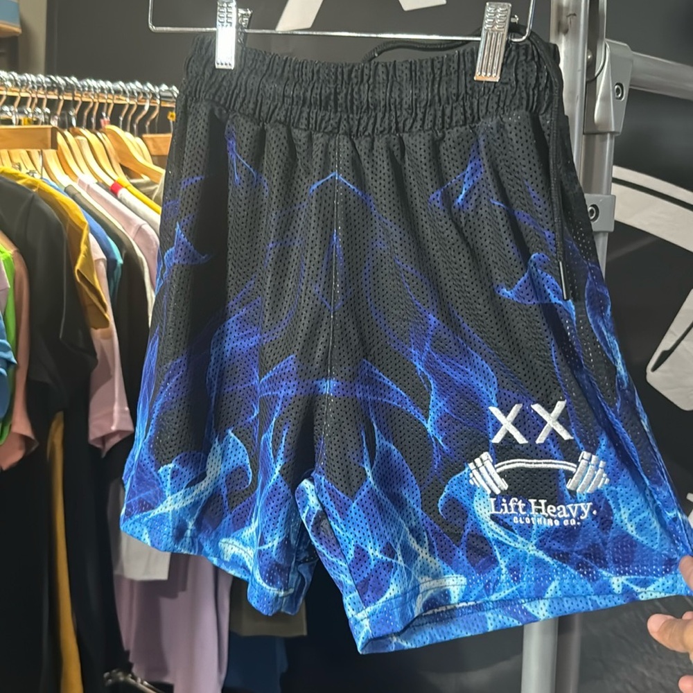 Men's Blue Flame  Athletic mesh Shorts